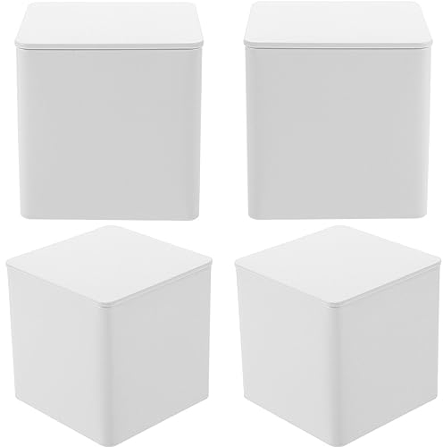 VILLCASE 4pcs Tinplate Storage Box Small Candy Box Lid for Coffee Beans Tea Leaves Sugar Lid