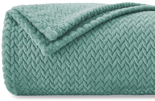 Homebliss Coperta Plaid Pile, Coperta Singolo 150 x 200 cm - Coperta Flanella 280GSM Oeko-TEX®, Caldo Morbida e Leggera, Per letto, Divano, Viaggi, Campeggio - Verde Acqua