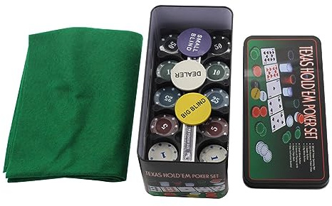 Cymwer Cartes à Jouer de jetons de Jeu de Conception créative avec étui en Fer Portable Ensemble de Jeu de Poker et de Blackjack de 200 pièces Ensemble de dés de Poker Meilleurs Cadeaux pour
