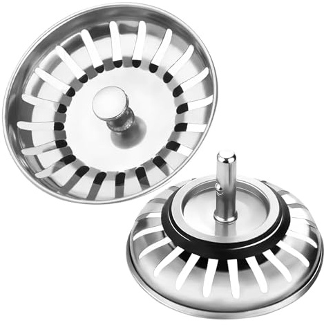 2 Stück Küchenspüle Sieb, Spülbecken Siebkörbchen Edelstahl Spülbecken, Edelstahl Spülbecken Sieb Stopper, Abflussstopfen, Siebkörbchen Spüle,für Exzenter-Bedienung, Küchenspüle Sieb Antiblocking 79mm