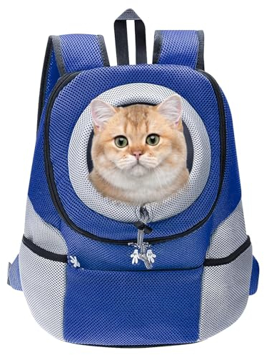 Hunderucksack Katzenrucksack, Tragbare Hunde Rucksack, Atmungsaktive Verstellbar Katzen Rucksack, Katzen Transport Rucksack, Pet Hunderucksack Mit Fenster Für Hunde und Kätzchen (Blau, S)