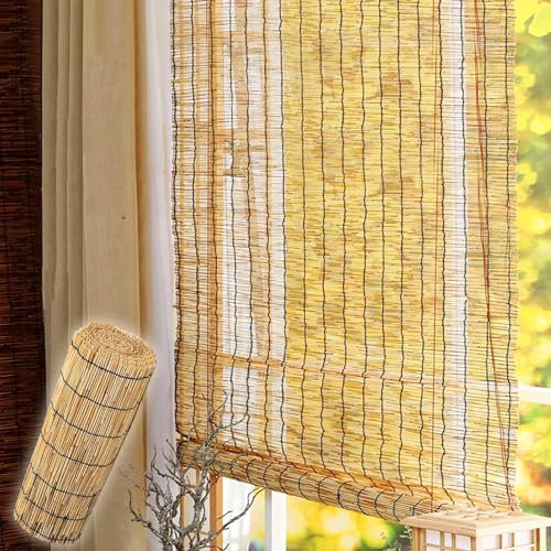 Tende Avvolgibili in Canna Naturale,Tende a Rullo Che Filtrano La Luce per Finestre,Tenda a Rullo in Bambù All'aperto,Tenda a Lamella Di Cannuccia Romana,Per Patio,Portico