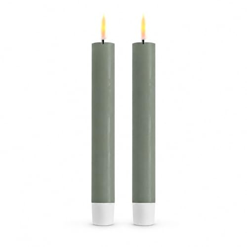 ReWu Candela LED a stelo Deluxe Homeart, per interni, con fiamma realistica su uno specchio in vera cera, luce bianca calda, 15 cm