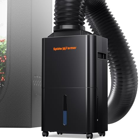 SPIDER FARMER Luftentfeuchter Grow Box 12L Luftentfeuchter Elektrisch mit Abflussrohr und Entlüftungsrohr, Automatische Abtauung, 24H Timer Funktion, Raumentfeuchter für Growzelt Keller Pflanzen