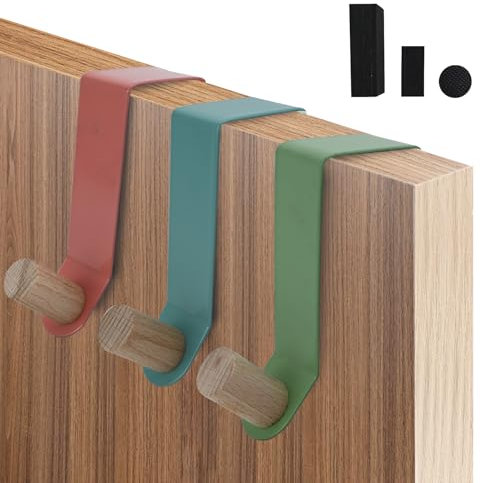 6Stks Robuster Reversible Türhaken zum Einhängen, 46mm Haken zum Aufhängen Über Der Schublade Universal, Türgarderobe Kleiderhaken mit Schwämmen Pads, Metallhaken Über Dem Schrank für Kränze Jacken
