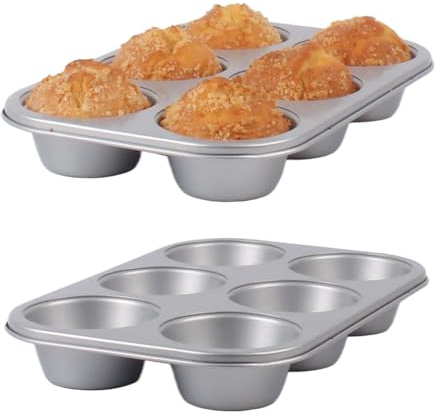 wivplik Nonstick jumbo Muffin Pans 6 Cups，2 Pack Extra Large Cupcake Tins for Baking，Premmium Non-stick Coating for Non-Toxic,Heavy Duty Carbon Steel, 3.5 dia,Deep Muffin Tray
