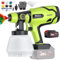 JiGiU Elektro Lackierpistole 300W HVLP Farbspritzgerät mit 21V Akku Spritzpistole 1000ML Behälter 3 Spritzmuster 6 Düsen Farbsprühsystem für DIY Wände Zäune Schränke (1* 3000mAh Batterie & Ladegerät)