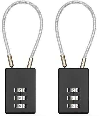 iCovalescent 2 Stück Kofferschloss, Vorhängeschloss, Gepäckschloss, 3-Stelliges Kombinationsschloss für Koffer, Seesack, Rucksack, kleines Kombinationsschloss für Schließfach(Schwarz)