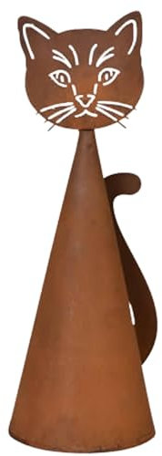 Rostikal Tabouret de clôture chat - Figurine décorative de jardin faite à la main - Décoration élégante en métal de style maison de campagne pour les amateurs de jardin - Qualité supérieure et