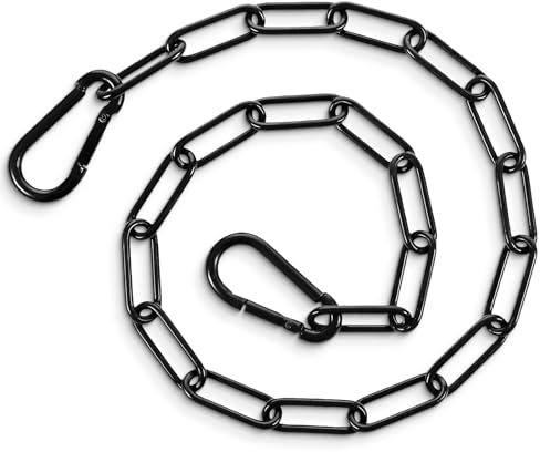 HJZHII Chaîne noire de 60 cm - Chaîne en acier inoxydable - Chaîne à maillons en acier inoxydable - Chaîne de porte avec mousqueton - Chaîne ronde en acier inoxydable pour clôtures extérieures