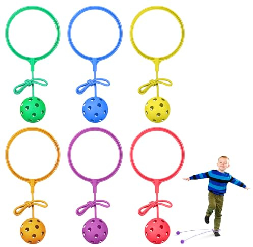 Gatuida 6Pcs Ankle Skip Ball for Kids, Swing Ball Set for Playground Equipment, Coordination Development, Outdoor Indoor Fun, Children’s Fitness Activity Game