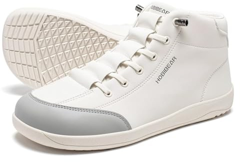 HOBIBEAR Barefoot Minimalist Shoes - Scarpe da corsa da donna e uomo, a goccia zero, ampia larghezza, impermeabili, per trail running, Grigio chiaro, 43 EU