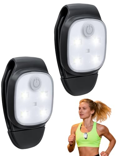 Zynqo 2 Pièces Lumières de Course à Clip, Lampe Frontale LED et de Poitrine avec 4 Modes d'Éclairage, pour Course de Nuit, Coureurs, Joggers, Camping, Promenades de Chiens