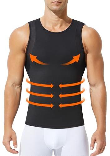 Mauro Kane Camiseta Reductora Hombre Camisa de Compresión Camiseta Adelgazante Chaleco Reductor Body Shaper Faja Deportivas, S~XXL