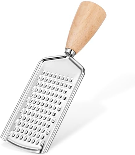 Stainless Steel Food Grater with Ergonomic Wooden Handle for Cheese