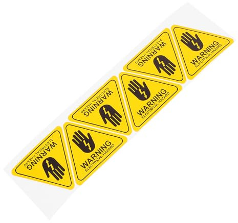 KICHOUSE 6 Adesivi Triangolari di Avvertimento per Pericolo Scossa Elettrica 5x5 Cm, Cartelli di Sicurezza Adesivi Resistenti alle Intemperie per Recinzioni Elettriche Industriali