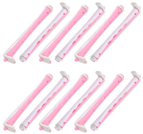 NULYLU 24 Pièces Bâtonnet Permanent Bâton de Curling Portable Pp Rose, Rouleaux pour Permanente, pour Salon et Usage Domestique, pour Femmes, Tous Types de Cheveux