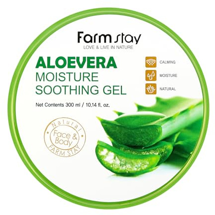 FARMSTAY Aloe Vera Moisture Soothing Gel - Hydrating Face Moisturizer - After Sun Gel for UV-Exposed Skin - Lightweight Body Moisturizer - 10.14 oz