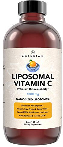 AMANDEAN Liposomal Vitamin C 1000mg. Liquid VIT C Supplement. Immune Support, Skin Health, Collagen Production. Fast Absorbing Antioxidant Delivery. Quali-C, Soy-Free, Vegan, Non-GMO.