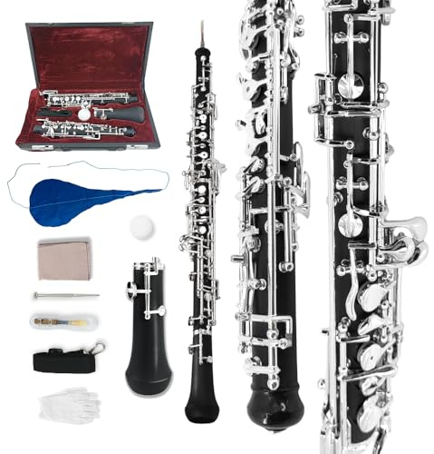 Yinfente Instrument à Vent en Bois et en Laiton Professionnel Obôe Ebonite C Clé Gauche F Résonance Semi-Automatique Avec Accessoires pour Obôe