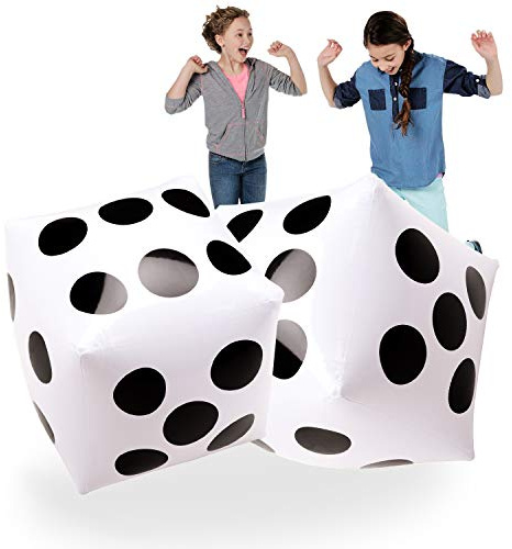 Novelty Place 50 cm Jumbo Dados Inflables 2 Unidades, 50 centímetros Blanco y Negro Dado Gigante para Interior y Exterior Juegos de Mesa, Ludo, Fiesta en la Piscina
