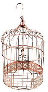 Party Deco.PL - Gabbia Decorativa per Uccelli, in Oro Rosa, Stile Vintage, Motivo: voliera