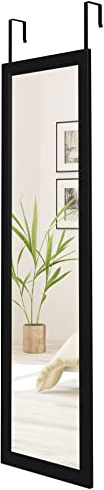 Dripex Wandspiegel 33x119cm Spiegel unbrechbarer Garderobenspiegel Flurspiegel höhenverstellbarer Hängespiegel mit Haken (Schwarz)