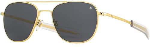 AO Original Pilot Sunglasses - Gold - True Color Gray AOLite Nylon Lenses - Bayonet Temple - 52-20-140