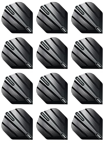 RED DRAGON Hardcore Radical Black Flash Dart Flights - 4 Sets Per Pack (12 Dart Flights in total)
