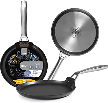 IBILI Titan Crepe Pan, 22 cm, Cast Aluminium, Non-Stick, Suitable for Induction Hobs, Black