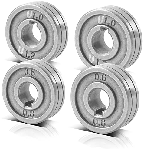 STAHLWERK Juego de 4 rodillos guía de alambre/rodillos de alimentación de alambre con perfil en V de 0,6/0,8 mm y perfil en U de 1,0/1,2 mm para soldar aluminio, alambre tubular y alambre macizo