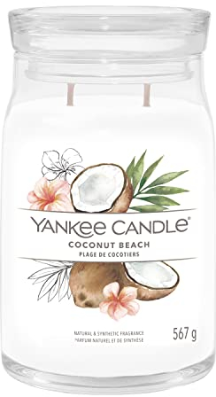 Yankee Candle Signature Duftkerze | große Kerze mit langer Brenndauer „Coconut Beach“ | Soja-Wachs-Mix | Perfekte Geschenke für Frauen