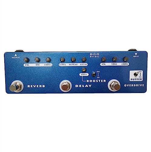 Modulationsgitarrenpedal 5-in-1 Gitarren-Multieffektpedal Booster Overdrive Buffer Reverb Delay Pedal Vollmetallgehäuse True Bypass
