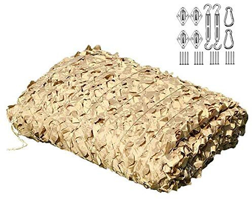 Camo Netting Army Sunshade Fence Nets Oxford Polyester Reinforced Car Cover for Party Decoration Duck Hunting Blind Bedroom Decor Canopy Photograph Shooting Desert Color,3x5m/9.8'x16.4'