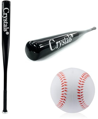 Crystals Metal Baseball Bat, Aluminium, Select from 4 Colours, 32-Inch (Black)