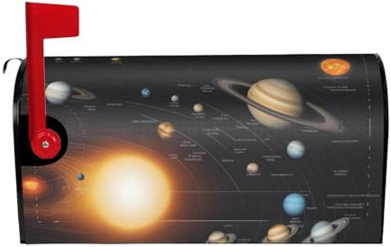 YYHWHJDE letterbox Cover Waterproof Oxford Cloth Accommodates Standard Size or Large Size mailboxes Solar System Pattern 25.5x21 in