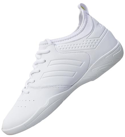 NGARY Womens Girls Cheerleading Shoes Lace-Up Gym Competitive Training Shoes Competition Training Cheer Shoes Dance Sports Sneakers,White,2 UK