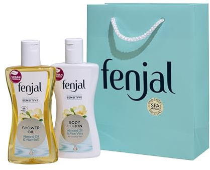 Fenjal Sensitive Cleanse & Hydrate Gift Set | Shower oil - 225ml | Body Lotion - 200ml|Perfect Blend of Fresh Lily and Apple Jasmine with Sparkling freshness of Lemon