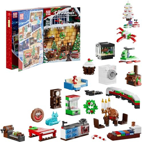 Mould King 10165 Calendario de Adviento 2024 Niños para Bloques de Construcción Juguetes con 24 Paquetes de Juego de Construcción de Navidad para Niños, Niñas(725 Piezas)