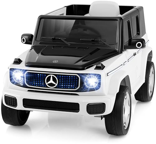 COSTWAY Elektrisk bil för barn Mercedes-Benz, 12 V elfordon med 2,4 G fjärrkontroll och strålkastare och musik och tuta elektrisk barnbil, elbil för barn från 3 år (vit)