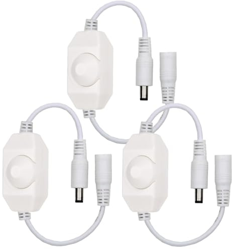 Gebildet 3pcs Bianco DC12V-24V Striscia LED Interruttore Dimmer Regolatore PWM e Dimmer In Linea per Luci LED Luci di Natale