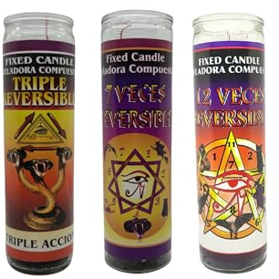 Fixed Candle Set, Triple Reversible, 7 Veces Reversible, 12 Veces Reversible, 3-Pack