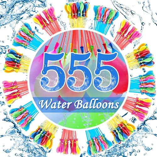 555 Pièces Ballon d'eau, HidWee Bombe a Eau Ballon, Coloré Bombe a Eau Jardin et de Plage Fête de La Piscine D'été, Bombes à Eau à Fermeture Automatique, Bombe à Eau ballon pour Enfant et Adulte