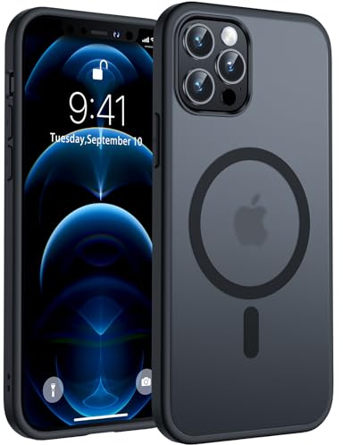 TOCOL für iPhone 12 Pro Hülle für Magsafe, Stoßfest Anti-Fingerabdruck Kratzfest Transluzente Rückseite rutschfest Matt Magnetisch Handyhülle für iPhone 12 Pro Case, Schwarz