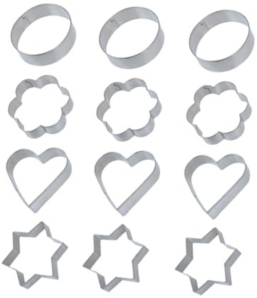 Gatuida 12 Piezas Cortadores De Galletas De Metal Molde Para Galletas Cortador De Crumpet Estrellas y Flores Herramienta Para Hornear Casa