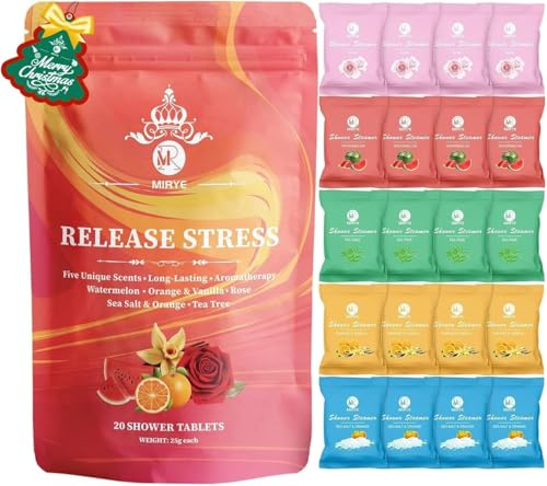 MR MIRYE Aromatherapy Shower Steamers, 20 Pack — Soothing Bath Tablets for Stress Relief and Self-Care, A Luxurious Home Spa Gift Perfect for Birthdays and Christmas Presents