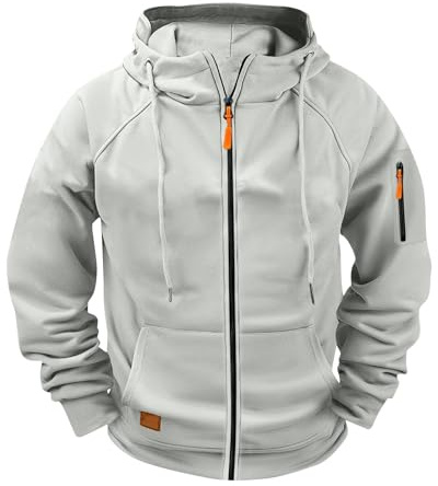 Felpa con Cappuccio e Cerniera Tinta Unita da Uomo Felpe con Tasche e Polsini Elastici Giacca Leggera e Funzionale Maglia Elegante Classici Maglie Casual Pullover Sportiva Hoodie Autunno e Inverno