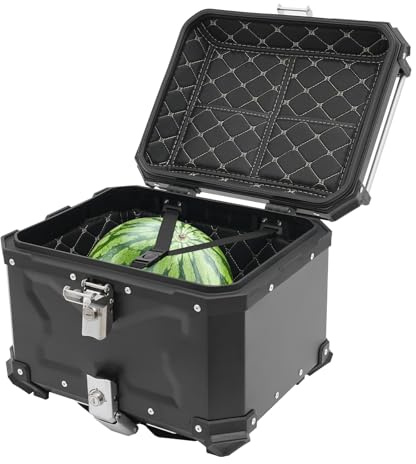 NoneDanGee Baule superiore per moto, baule superiore in lega di alluminio, impermeabile, antipolvere e antifurto, con doppia chiave, bagagliaio posteriore per riporre il casco (45 l/9,9 gal)