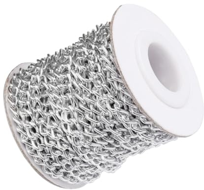 Alipis Catena in Alluminio Intrecciata per Lavori Fai da Te Accessori per Borse e Abbigliamento Rotolo 5 Metri Maglie 5X3Mm Colore Argento Resistente e Non Sbiadisce