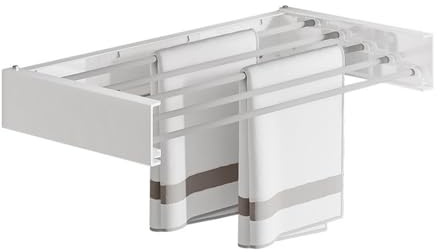 Stendibiancheria a parete in acciaio al carbonio e alluminio, semplice stendibiancheria da parete, pieghevole, per interni ed esterni, per balcone (bianco senza gancio)